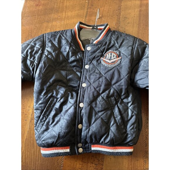 boys harley davidson jacket Reversible Size 7 Bomber Motorcycle Jacket - Picture 3 of 4